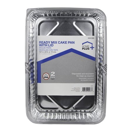 HOME PLUS Durable Foil 8-1/8 in. W X 12-1/4 in. L Cake Pan Silver , 2PK D19020